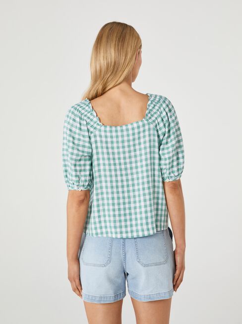 Candy Square Neck Top, Green, hi-res