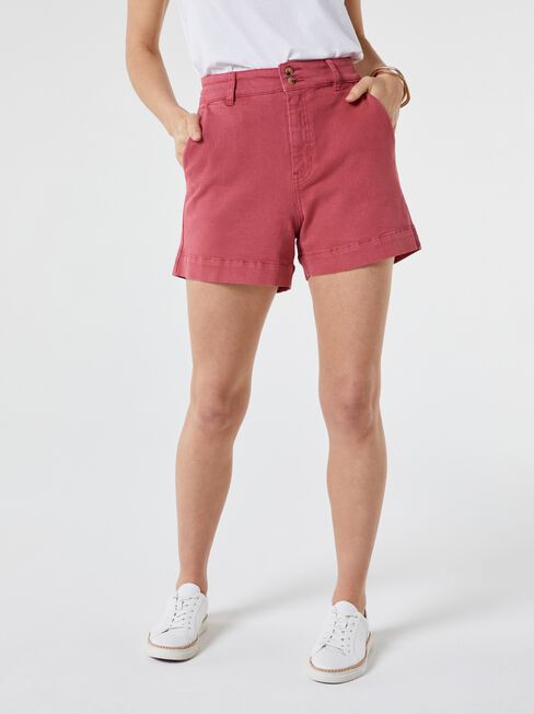 Georgia Tummy Trimmer Denim Short, Red, hi-res