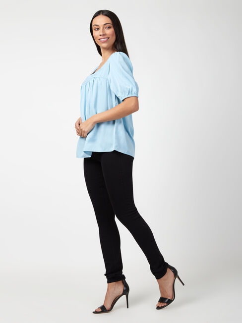 Violet Square Neck Top, Blue, hi-res