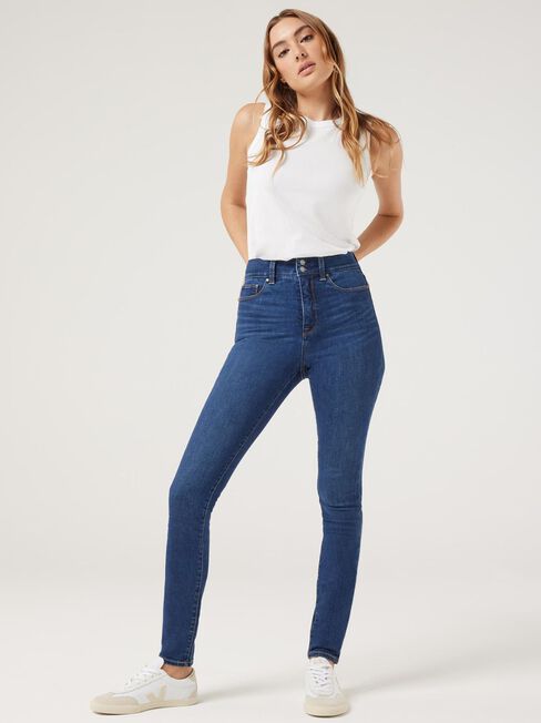 Tummy Trimmer Skinny Jeans, Mid Indigo, hi-res