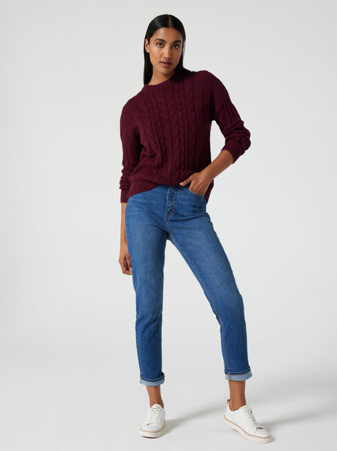 Fifi Bobble Cotton Knit, Merlot, hi-res