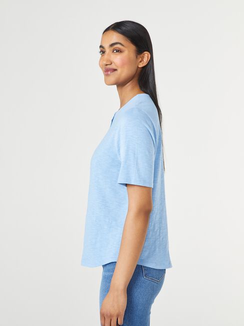 Soho Press Stud Jersey Top, Blue, hi-res