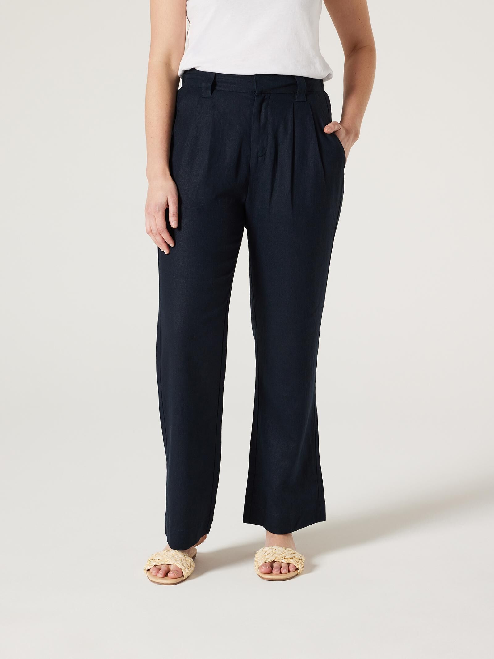 Buy STOP Natural Solid Polyester Tailored Fit Women's Trousers | Shoppers  Stop