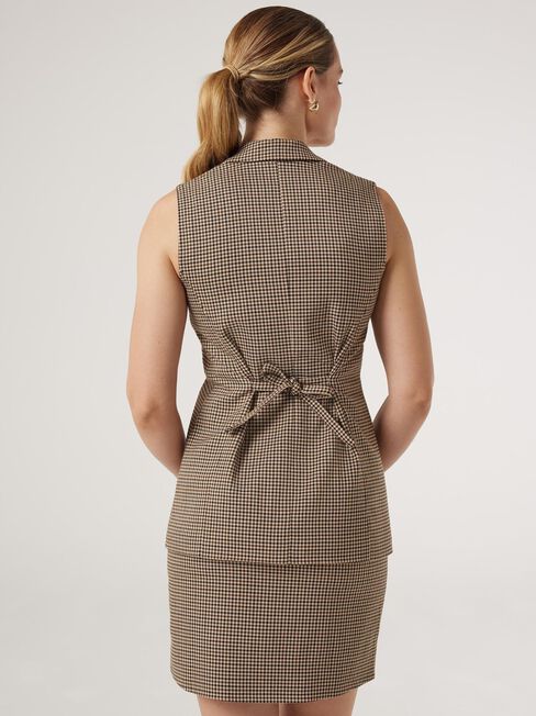 Leyton Longline Waistcoat, Brown, hi-res