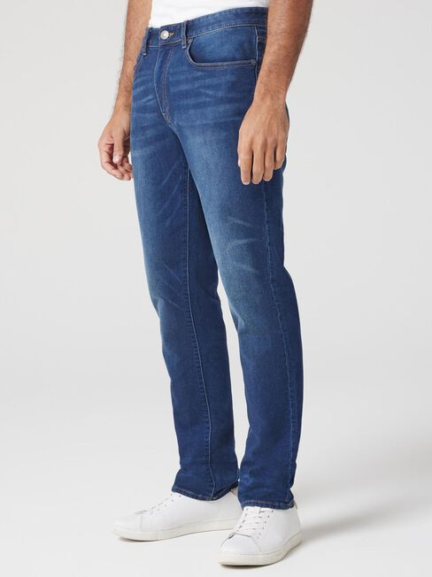 Knit Slim Straight Jeans, Dark Indigo, hi-res