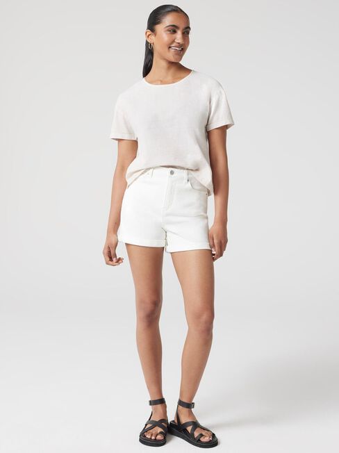 Nina Linen Tee, White, hi-res