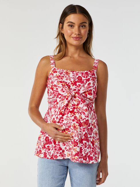 Molly Tie Front Peplum Maternity Top, Print, hi-res