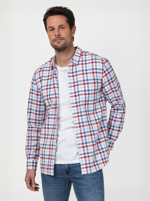 LS Sid Check Shirt, Red, hi-res