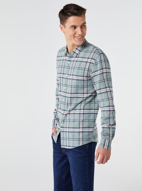 LS Taylor Check Shirt, Green, hi-res