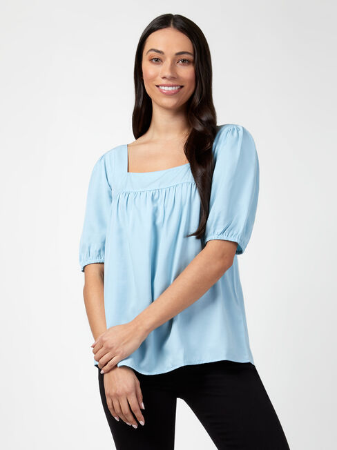 Violet Square Neck Top, Blue, hi-res