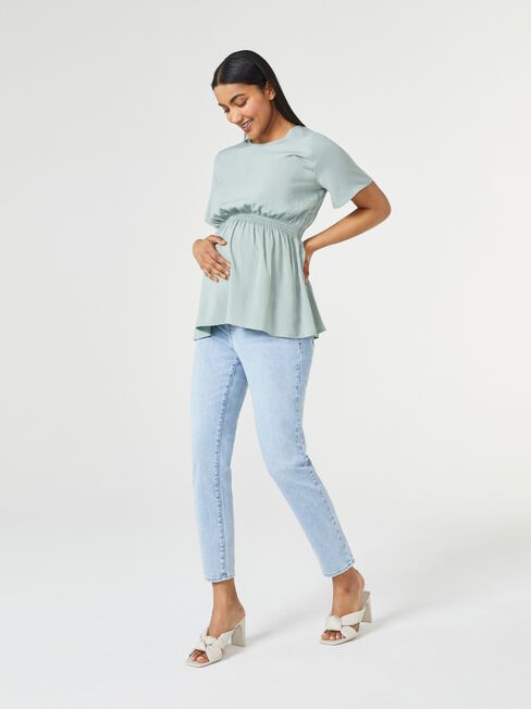 Maternity Top with Full printed open-Diti Green