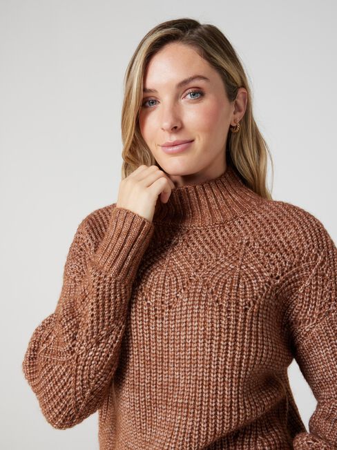 Charlie Pointelle Knit, Caramel, hi-res