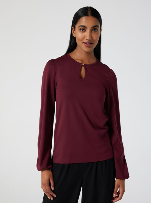 Miranda Ponte Keyhole Top, Merlot, hi-res