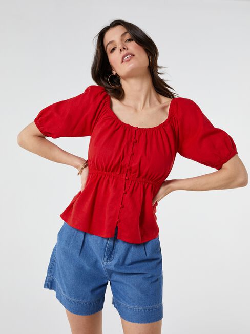 Zuri Structured Top, Red, hi-res