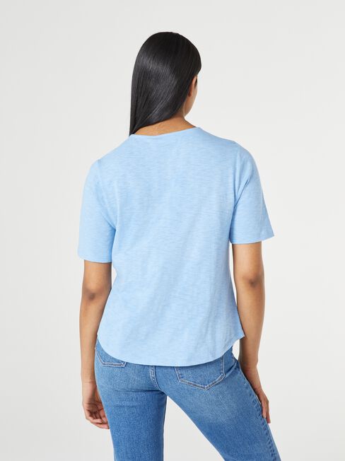 Soho Press Stud Jersey Top, Blue, hi-res