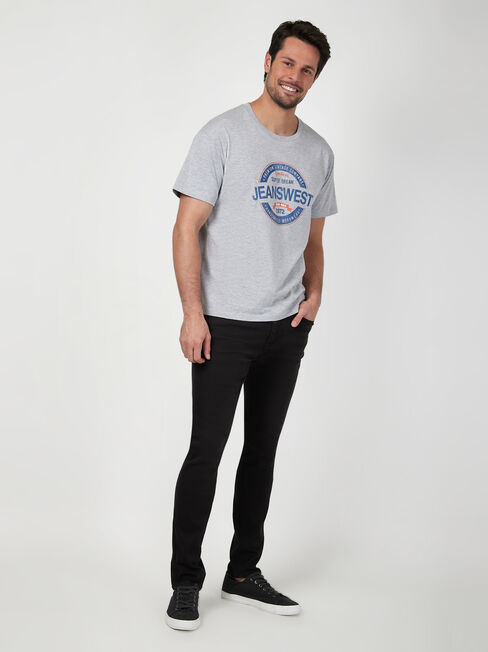 SS Jeanswest Logo Print Crew Tee, Grey, hi-res