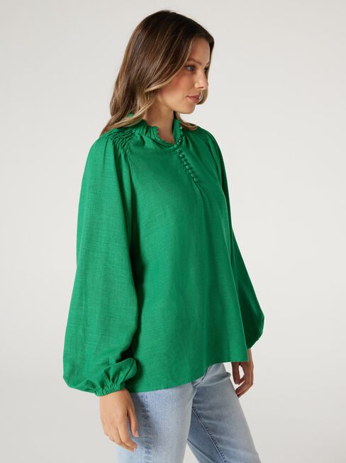 Amelia Button Down Blouse, Green, hi-res