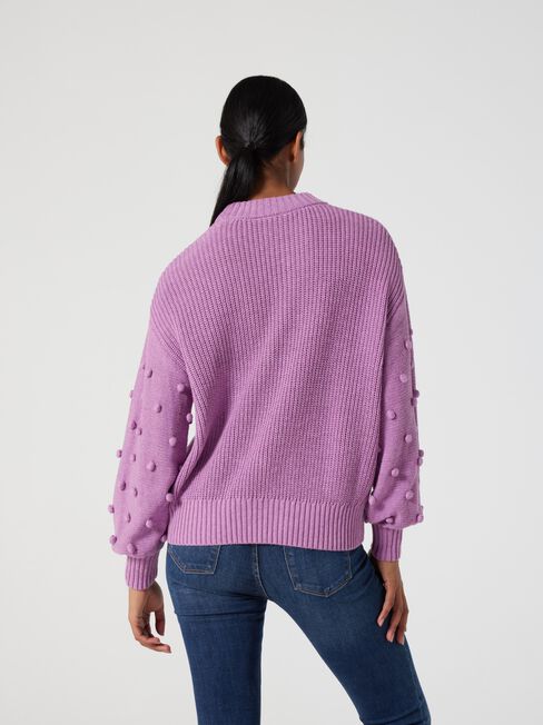 Orlando Drop Shoulder Cable Knit, Pink, hi-res