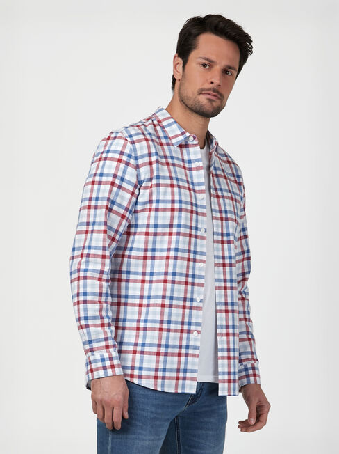 LS Sid Check Shirt, Red, hi-res