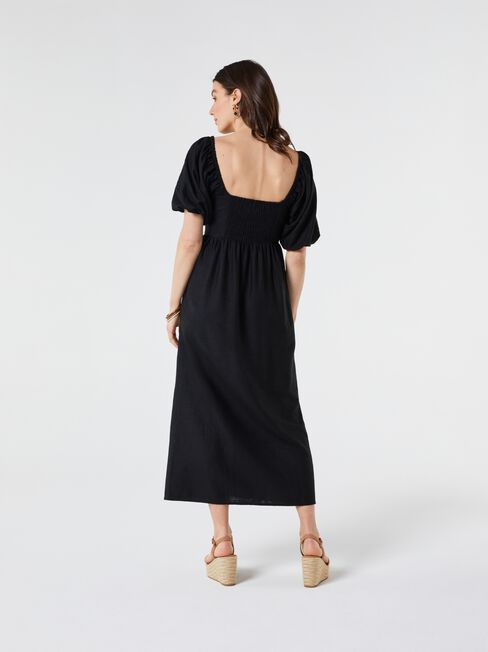 Audrey Ruched Bust Dress, Black, hi-res