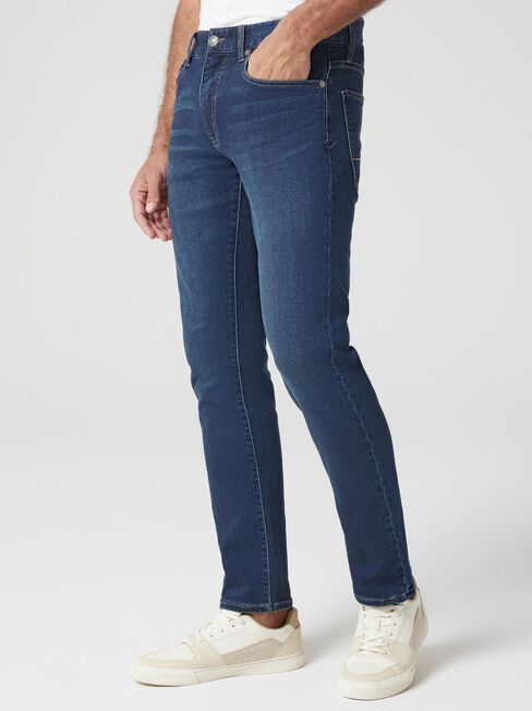 Knit Slim Straight Jeans, Dark Indigo, hi-res