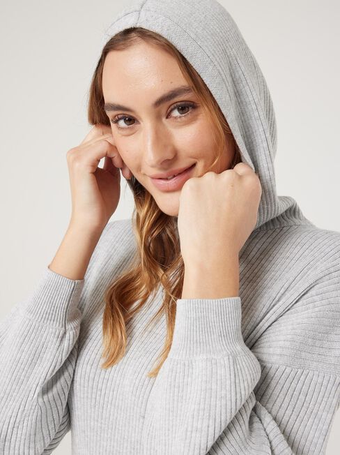 J-Luxe Rib Hoodie, Grey Marle, hi-res