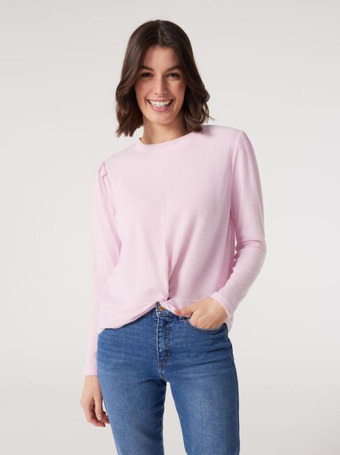 Aimee Twist Hem Top, Pink, hi-res