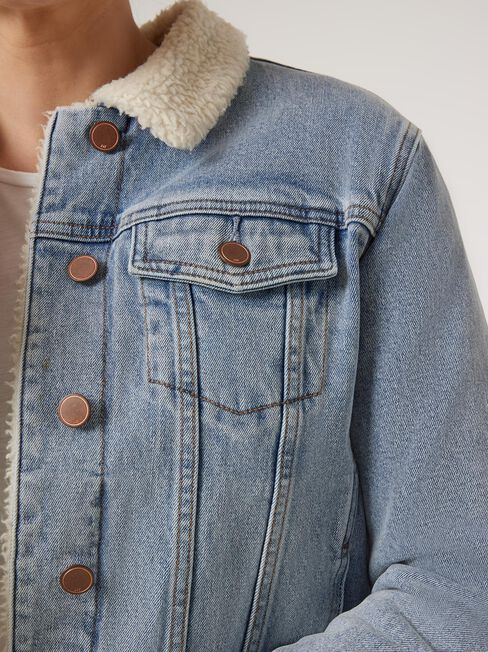 Sherpa Denim Jacket, Blue, hi-res