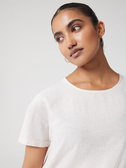 Nina Linen Tee, White, hi-res