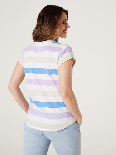 Essential Slub Pocket Tee, Sapphire Multi Stripe, hi-res