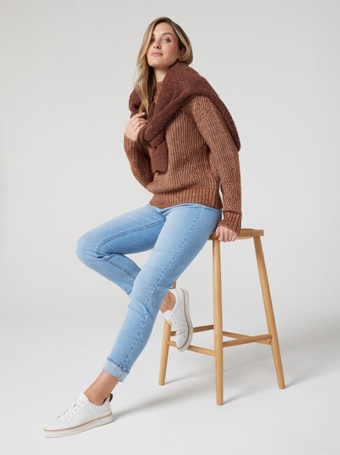 Charlie Pointelle Knit, Caramel, hi-res