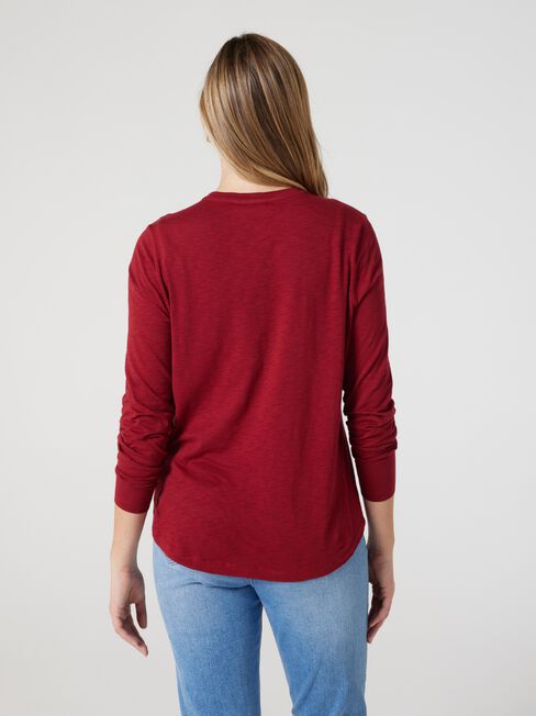 Essential Long Sleeve Crew Neck, Berry, hi-res