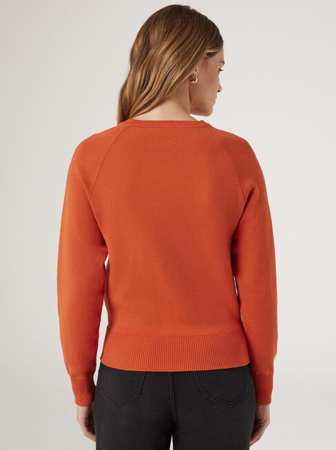 Eden Crew Neck Knit, Orange, hi-res