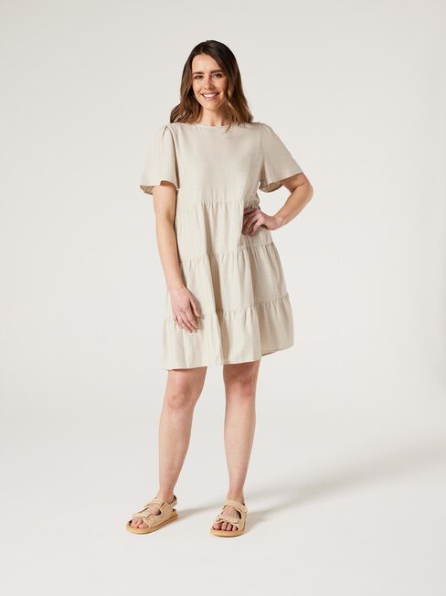 Bobby Tiered Dress, Oatmeal, hi-res