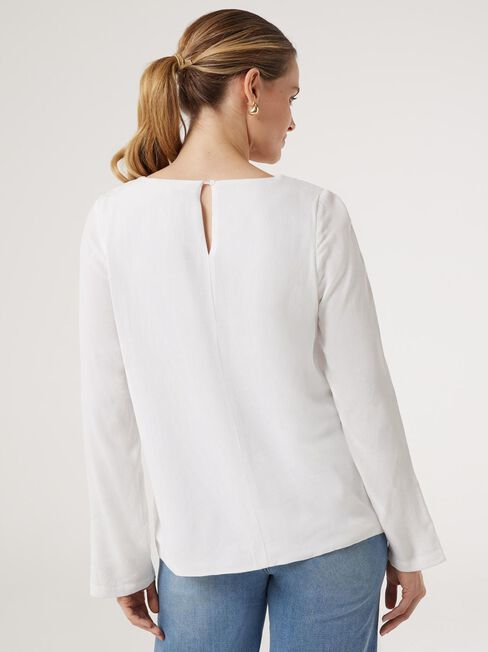 Quinn Zip Back Top, White, hi-res