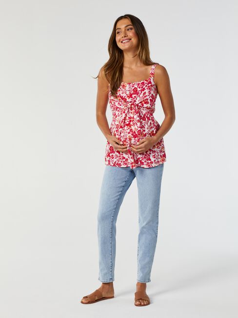 Molly Tie Front Peplum Maternity Top, Print, hi-res