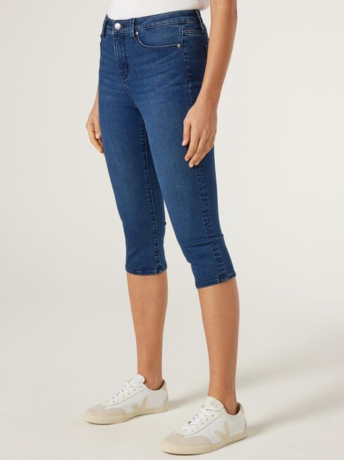 Maddy Mid Waisted Pedal Pusher, Dark Indigo, hi-res