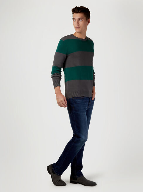 Louis Stripe Crew Knit, Green, hi-res