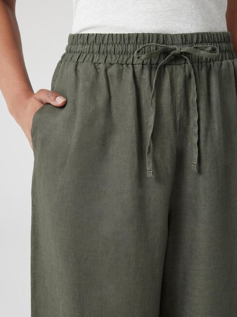 J-Luxe Classic Linen Pant, Green, hi-res