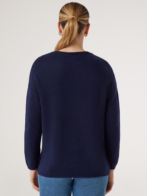 Avery V-Neck Knit, Blue, hi-res