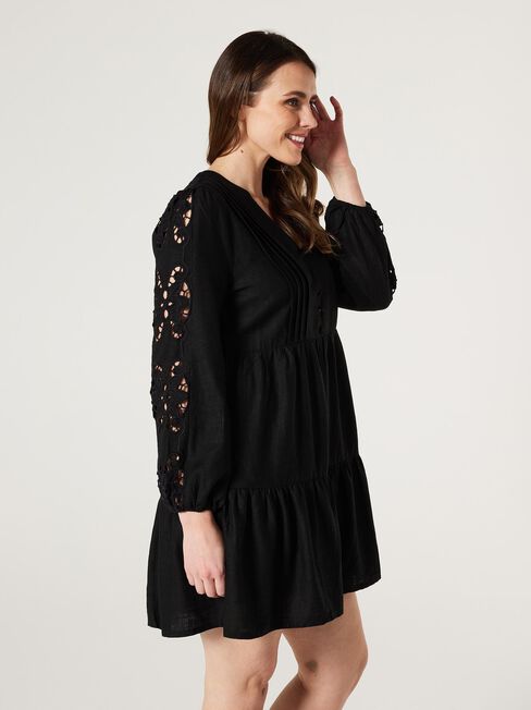 Anya Broderie Dress, Black, hi-res