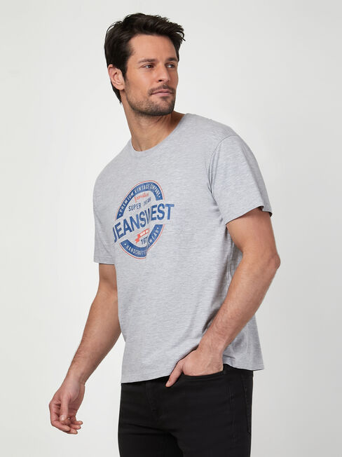 SS Jeanswest Logo Print Crew Tee, Grey, hi-res