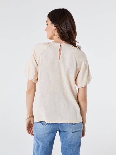 Waverly Raglan Puff Sleeve Top, White, hi-res