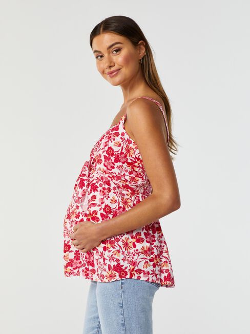 Molly Tie Front Peplum Maternity Top, Print, hi-res