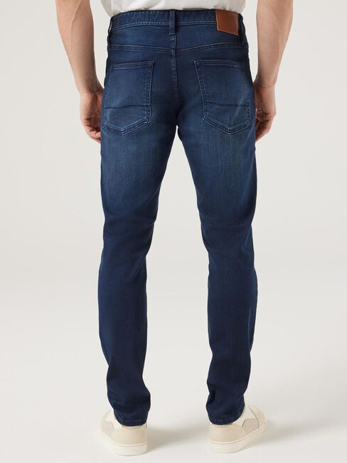 Denim Flex Slim Tapered Jeans, Dark Indigo, hi-res