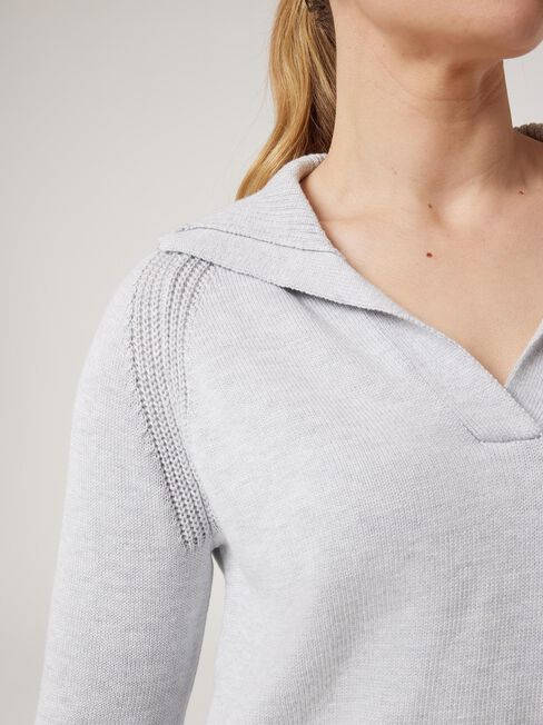 Amalia Collared Knit, Grey Marle, hi-res