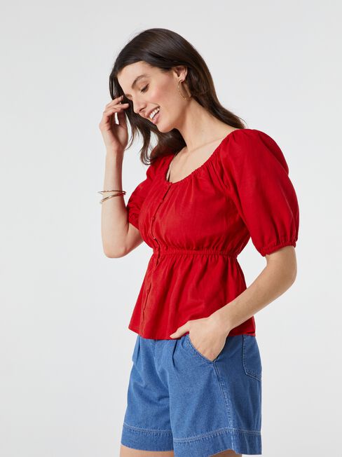 Zuri Structured Top, Red, hi-res