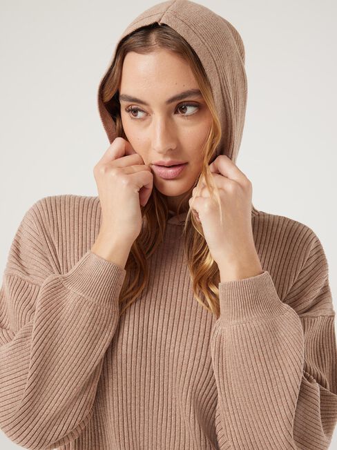 J-Luxe Rib Hoodie, Almond, hi-res