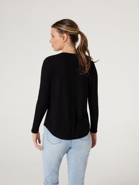 Sophie Rib Soft Touch Pullover, Black, hi-res