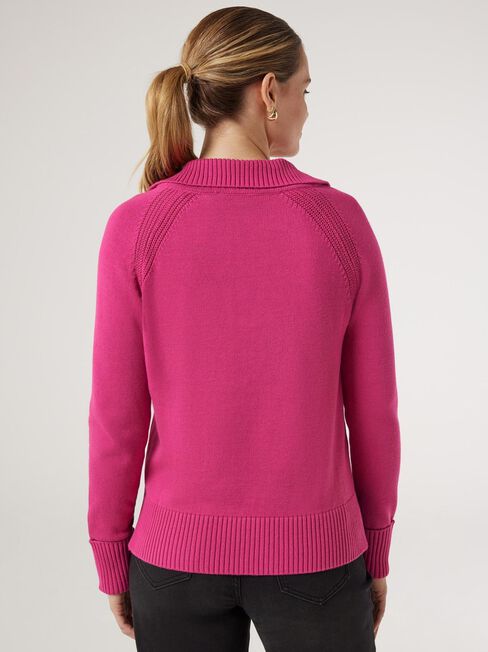 Amalia Collared Knit, Pink Glo, hi-res